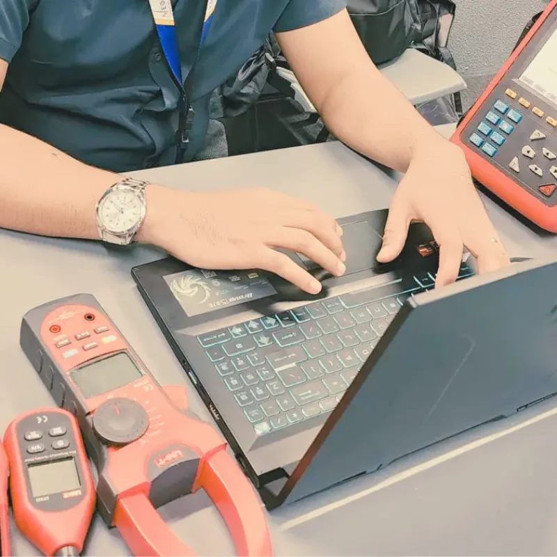 Engineer working with energy auditing tools - Vega Energy Services